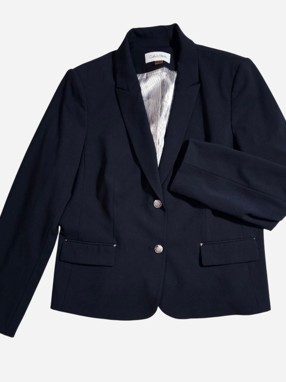 Calvin Klein Navy Single-Breasted Two-Button Blazer